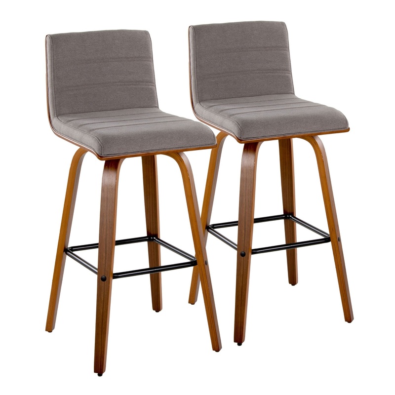 Vasari – Mid Century Modern Fixed Height Barstool With Swivel With Square Footrest (Set of 2)