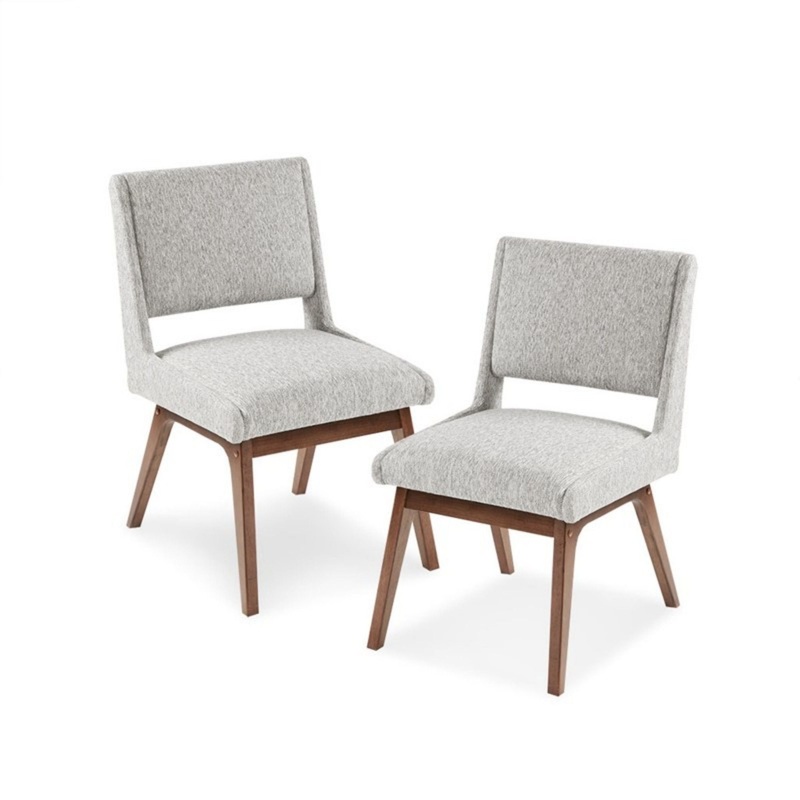 Boomerang – Dining Side Chair With Upholstered Cushions (Set of 2) – Light Gray