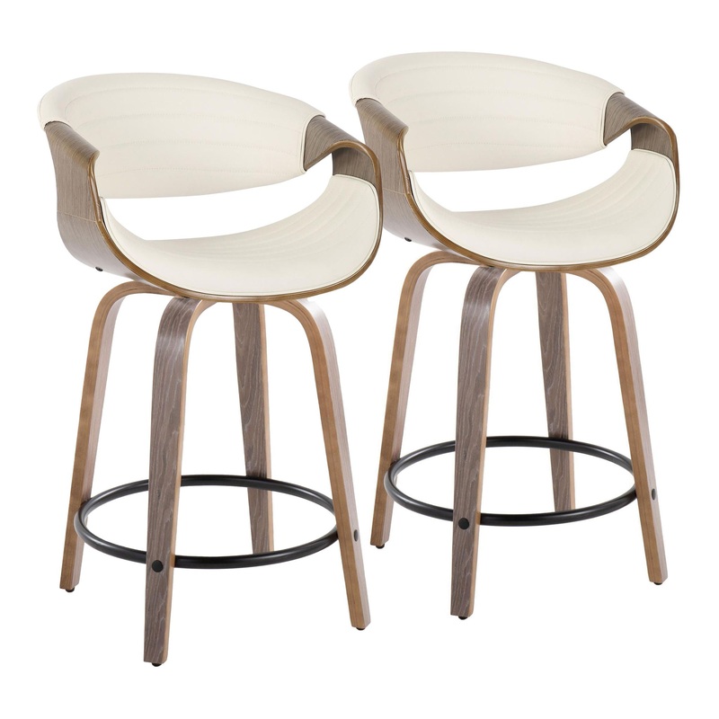 Symphony – Mid Century Modern Fixed Height Counter Stool With Swivel And Round Footrest (Set of 2)