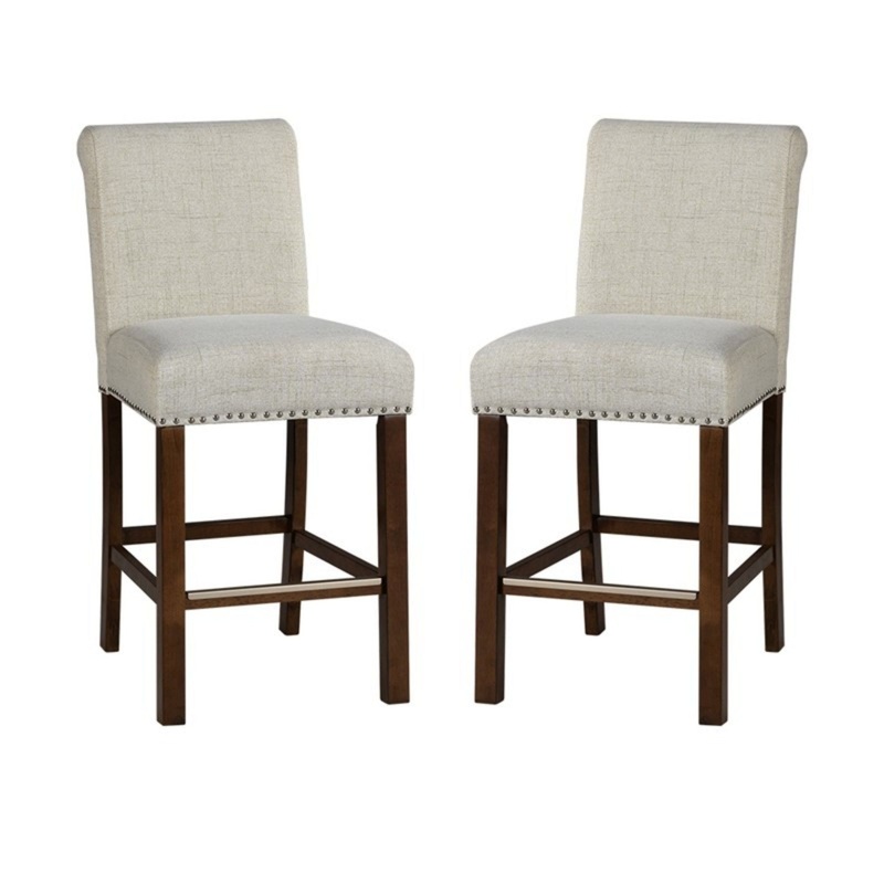 Upholstered Counter Stool With Nailhead Trim (Set of 2)