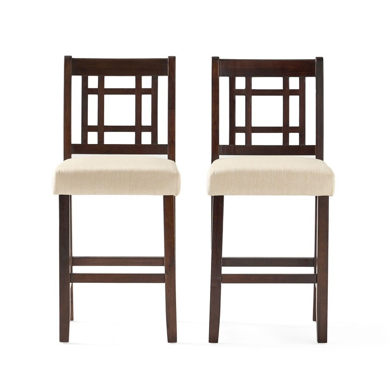 Upholstered Dining Chairs, Modern Dining Room Chairs For Dining Room Kitchen With Acacia Wood Legs (Set of 2) – Mahogany / Beige