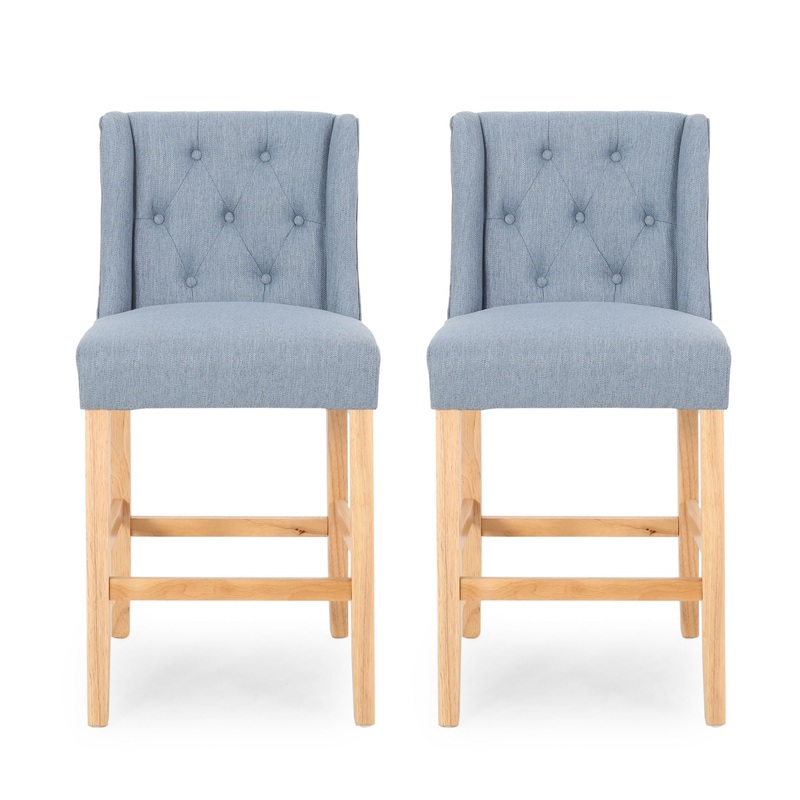 Vienna – Contemporary Fabric Tufted & Wingback Counter Stools (Set of 2)