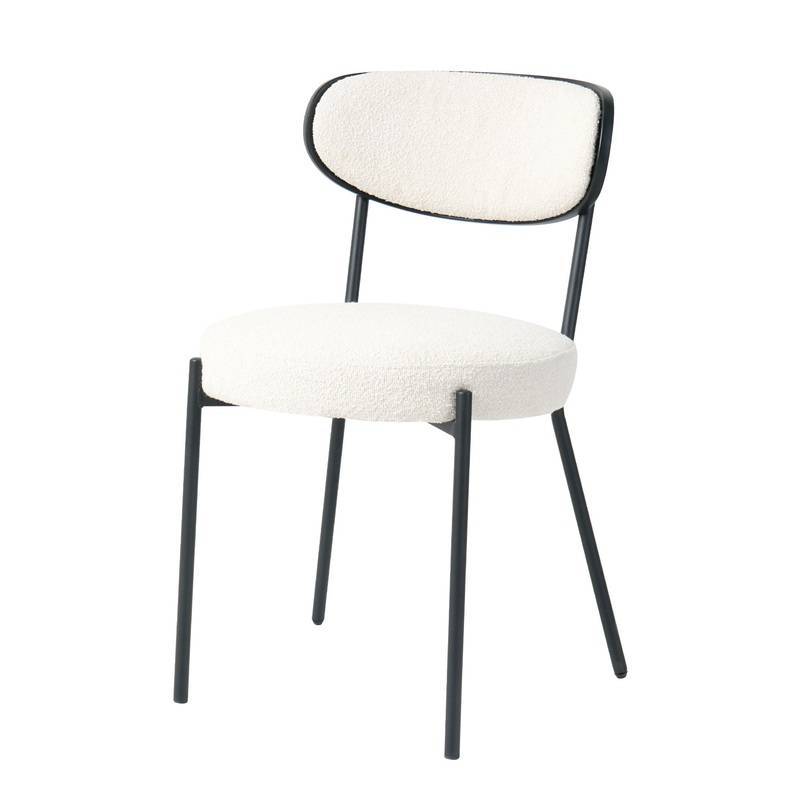Boucle Modern Kitchen Dining Chair With Bentwood Back (Set of 2)