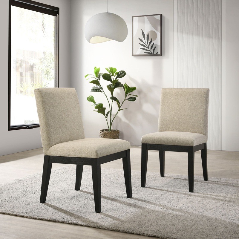 Roundhill Furniture – Rocco Contemporary Solid Wood Dining Chairs (Set of 2) – Beige
