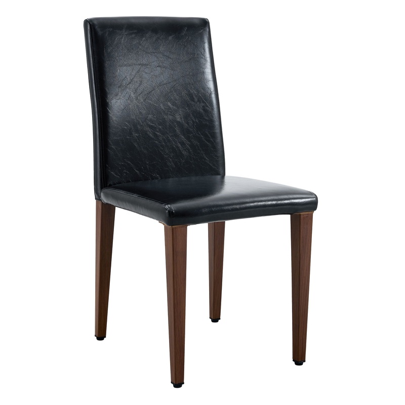 Simple Versatile Dining Chairs Set With Comfortable Design And Sturdy Metal Legs, 4 Piece Set – Black / Dark Walnut