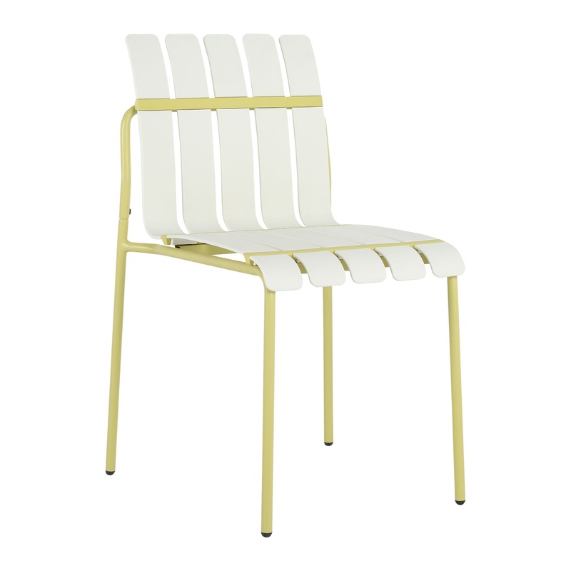 4 Piece Set Of Modern Color Block Designed Single Chairs, UV Resistant And Rust Proof – Grain Yellow / White