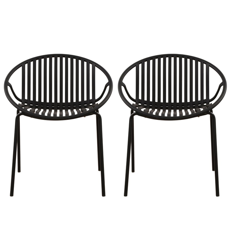 Stackable Outdoor Chairs With Breathable Plastic Backrest (Set of 2)