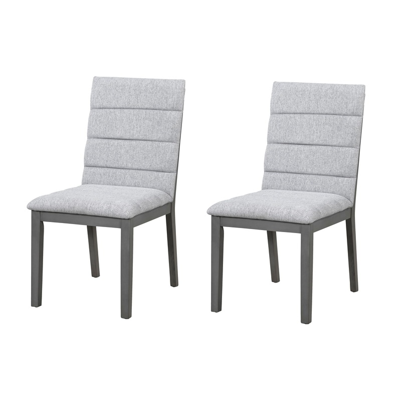 Tufted Upholstery Modern Dining Chairs (Set of 2) Sleek Comfort With Rubber Wood Frame – Gray / Oak