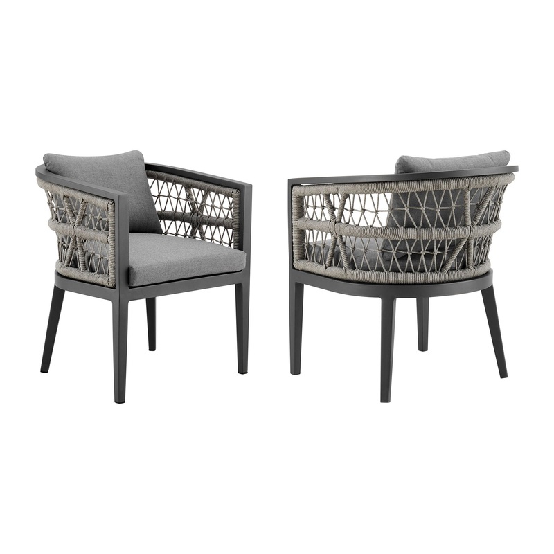Zella – Outdoor Patio Dining Chair (Set of 2) – Light Gray / Earl Gray