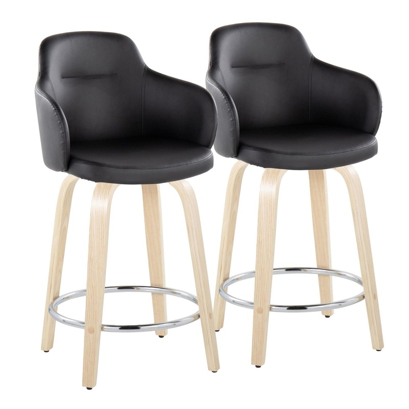 Boyne – 24″ Fixed-height Faux Leather Counter Stool (Set of 2) – Black