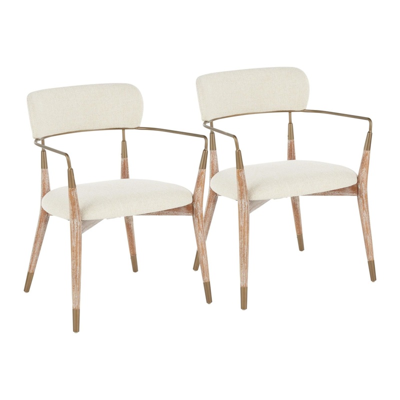 Savannah – Chair – White Washed Wood And Cream Noise Fabric With Copper Accent (Set of 2)
