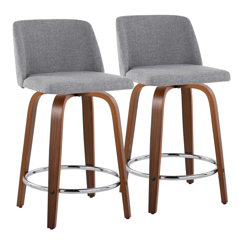 Toriano – 24″ Fixed-height Counter Stool (Set of 2) – Dark Brown And Gray