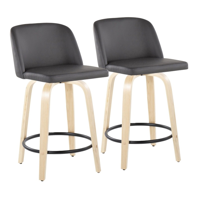 Toriano – 24″ Fixed-height Counter Stool (Set of 2) – Gray, Black And Natural