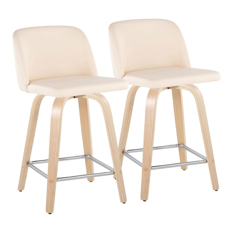 Toriano – 24″ Fixed-height Counter Stool (Set of 2) – Natural And Cream