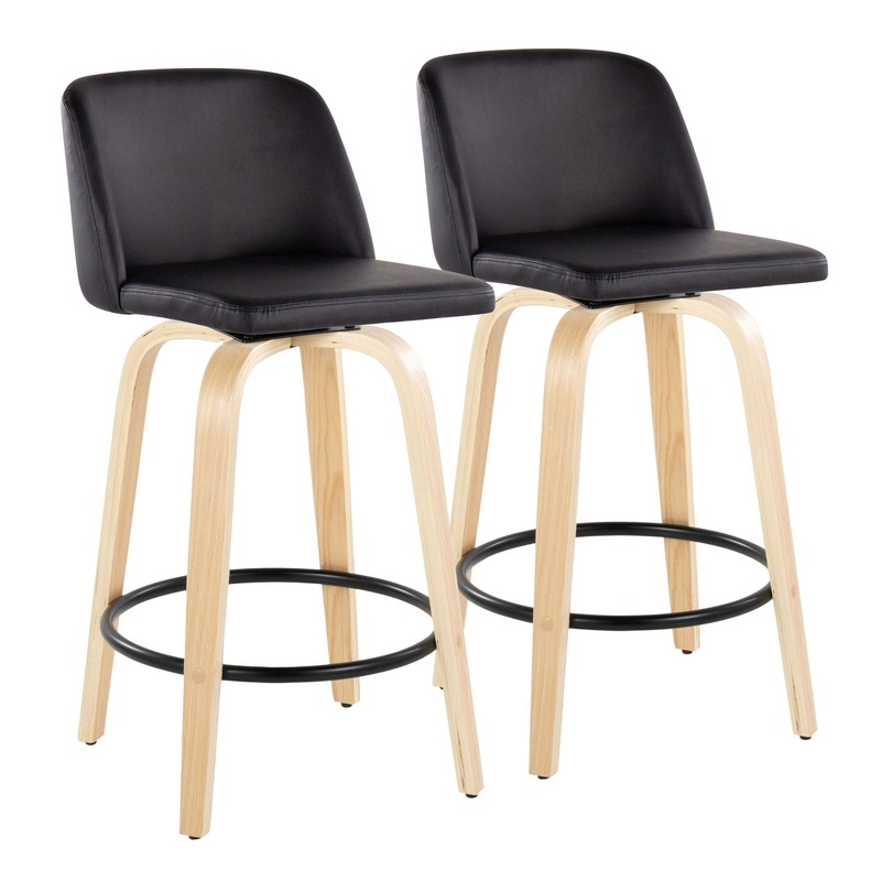 Toriano – 26″ Fixed-height Counter Stool (Set of 2) – Black And Natural