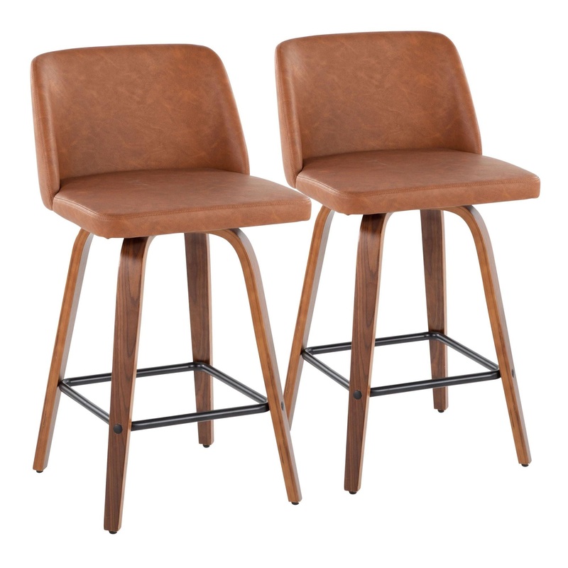 Toriano – 26″ Fixed-height Counter Stool (Set of 2) – Dark Brown