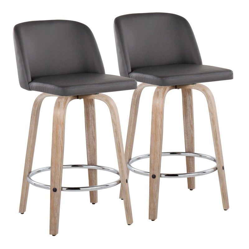 Toriano – 26″ Fixed-height Counter Stool (Set of 2) – Dark Gray