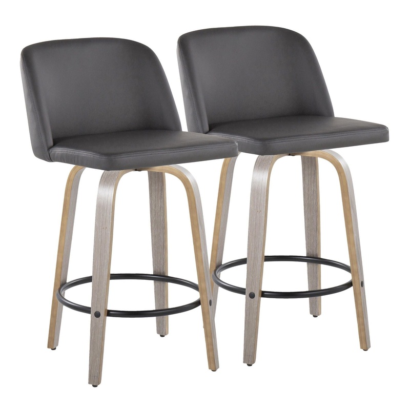 Toriano – 26″ Fixed-height Counter Stool (Set of 2) – Dark Gray And Light Gray