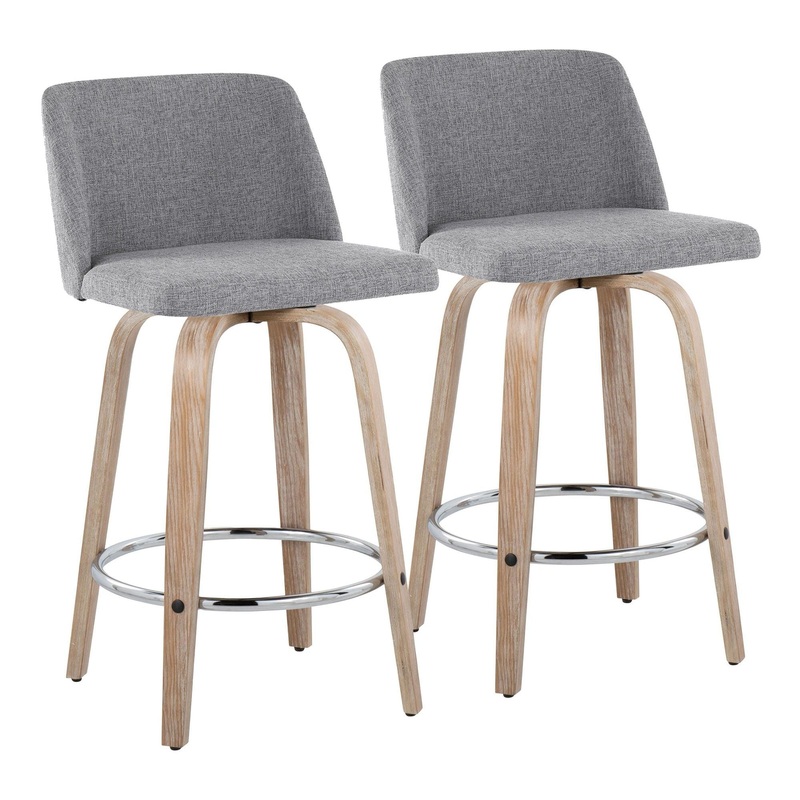 Toriano – 26″ Fixed-height Counter Stool (Set of 2) – Gray