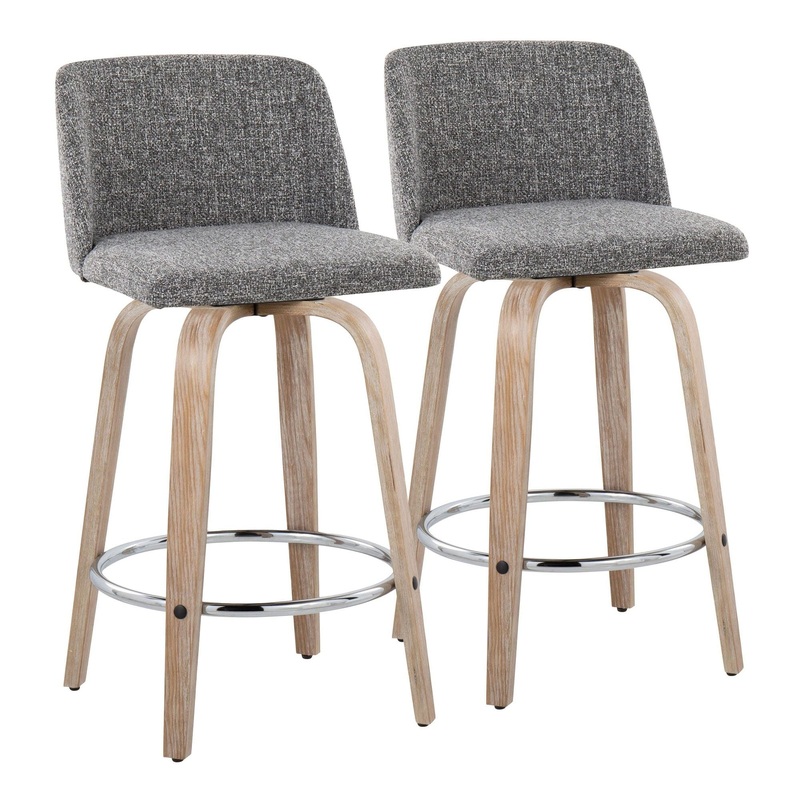 Toriano – 26″ Fixed-height Counter Stool (Set of 2) – Gray Noise