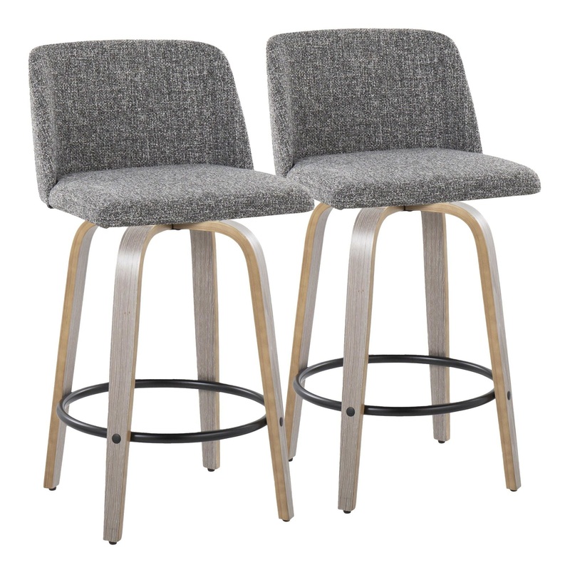 Toriano – 26″ Fixed-height Counter Stool (Set of 2) – Gray Noise And Light Gray