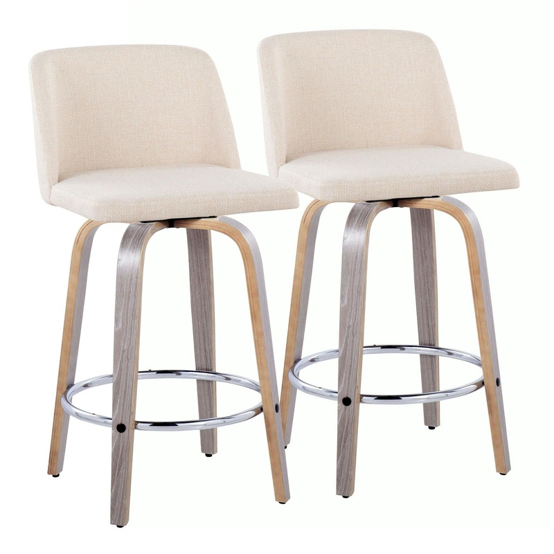 Toriano – 26″ Fixed-height Counter Stool (Set of 2) – Light Gray And Cream