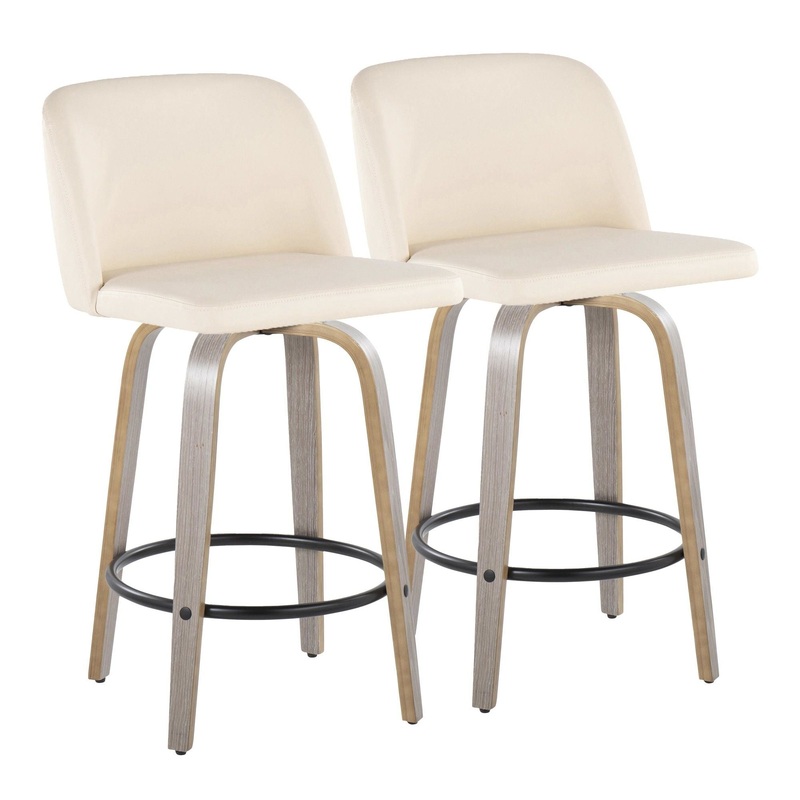 Toriano – 26″ Fixed-height Counter Stool (Set of 2) – Light Gray, Cream And Black