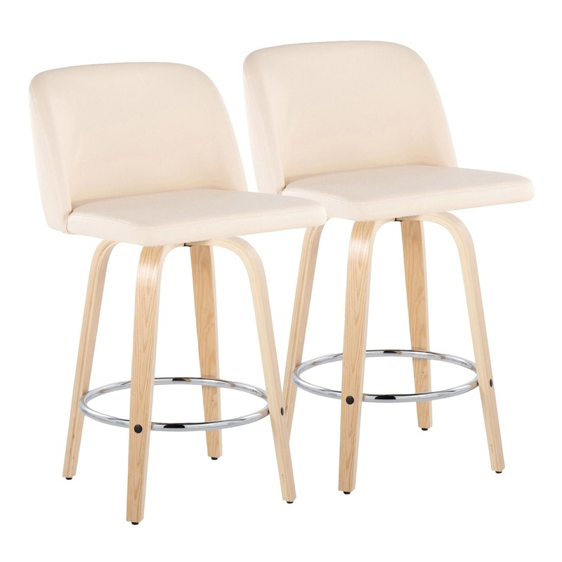 Toriano – 26″ Fixed-height Faux Leather Counter Stool (Set of 2) – Beige And Natural