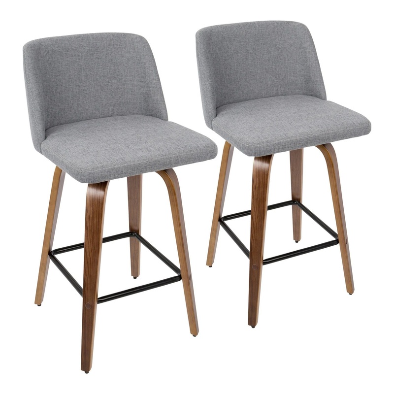 Toriano – Counter Stool – Walnut And Gray Fabric (Set of 2)