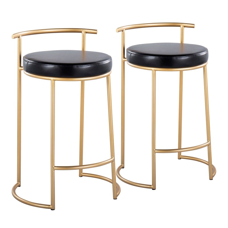 Round Fuji – 26″ Fixed-Height Counter Stool (Set of 2) – Gold Base