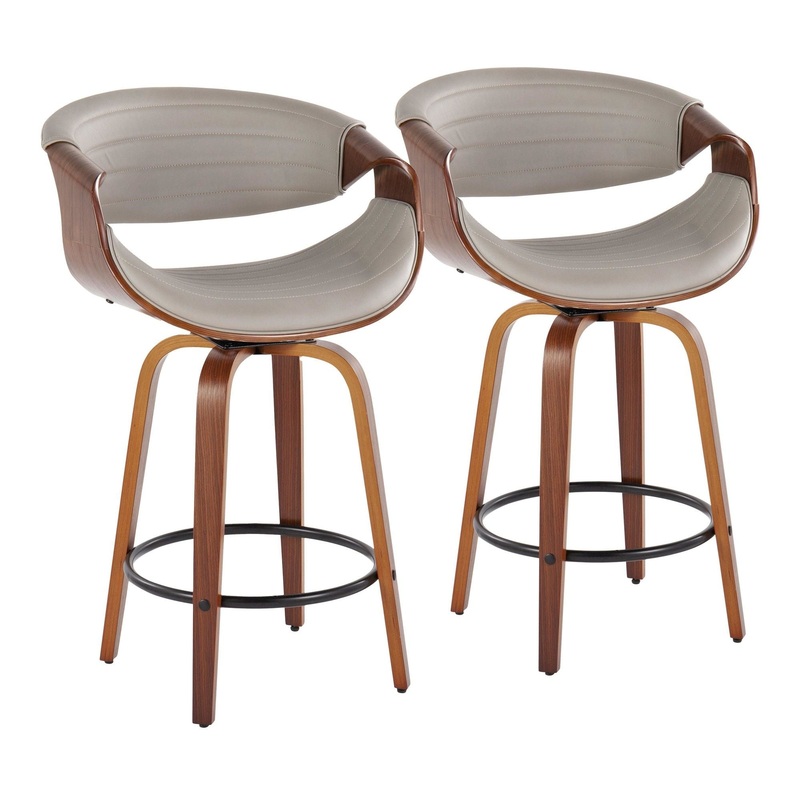 Symphony – 26″ Fixed-Height Counter Stool (Set of 2) – Walnut & Chrome Base