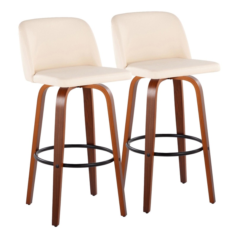 Toriano – 30″ Faux Leather Fixed-height Barstool (Set of 2) – Beige