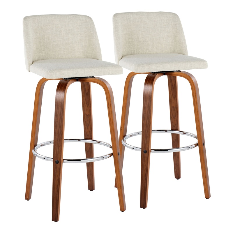 Toriano – 30″ Fixed-height Barstool (Set of 2) – Beige And Dark Brown