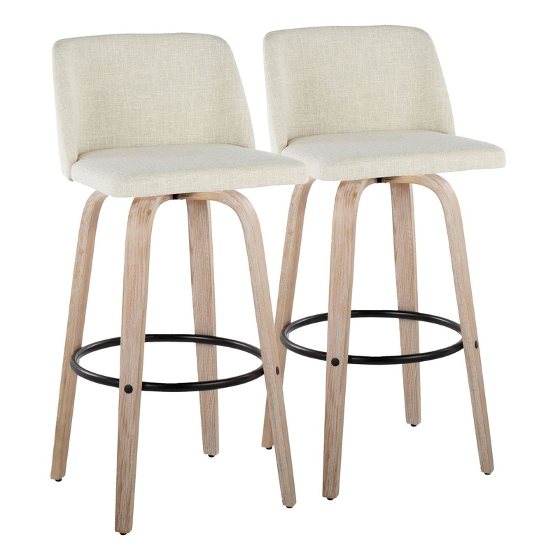 Toriano – 30″ Fixed-height Barstool (Set of 2) – Cream And Black