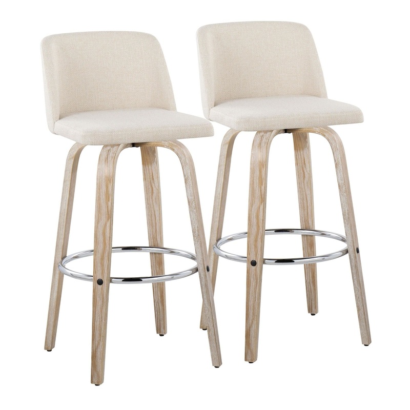 Toriano – 30″ Fixed-height Barstool (Set of 2) – Cream And Light Brown