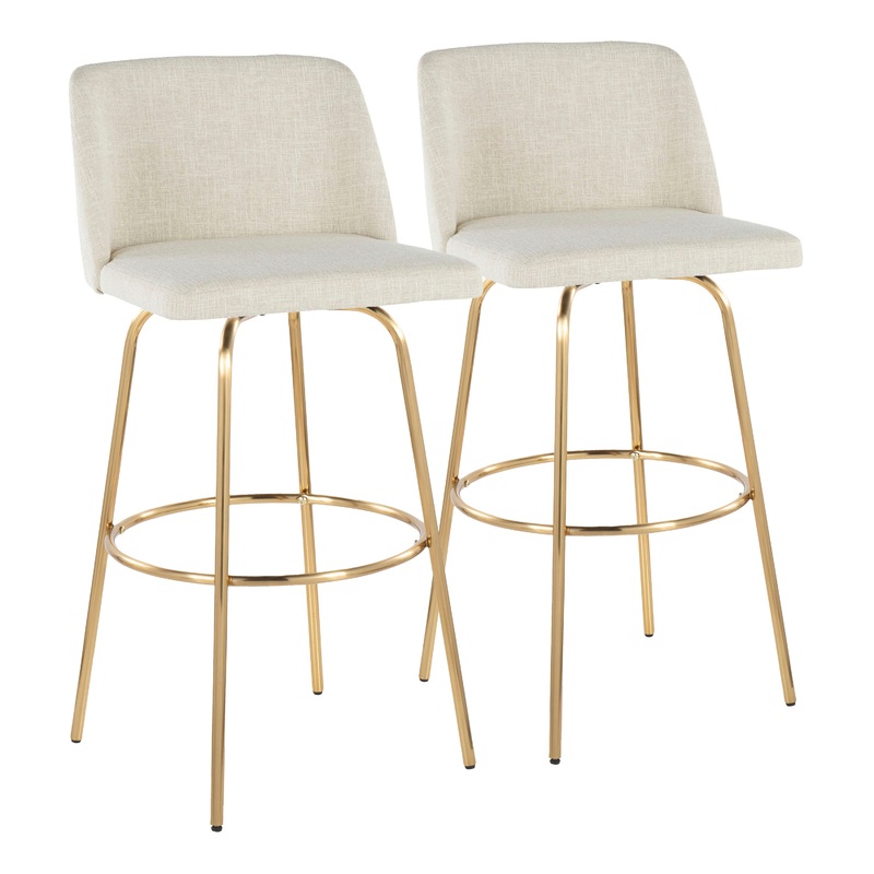 Toriano – 30″ Fixed-height Barstool (Set of 2) – Cream Fabric