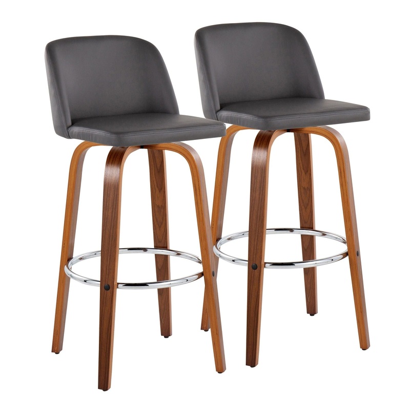 Toriano – 30″ Fixed-height Barstool (Set of 2) – Dark Brown And Dark Gray