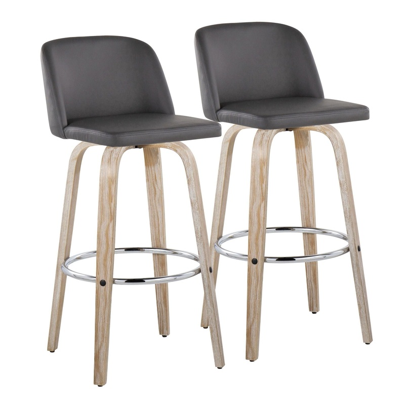Toriano – 30″ Fixed-height Barstool (Set of 2) – Dark Gray