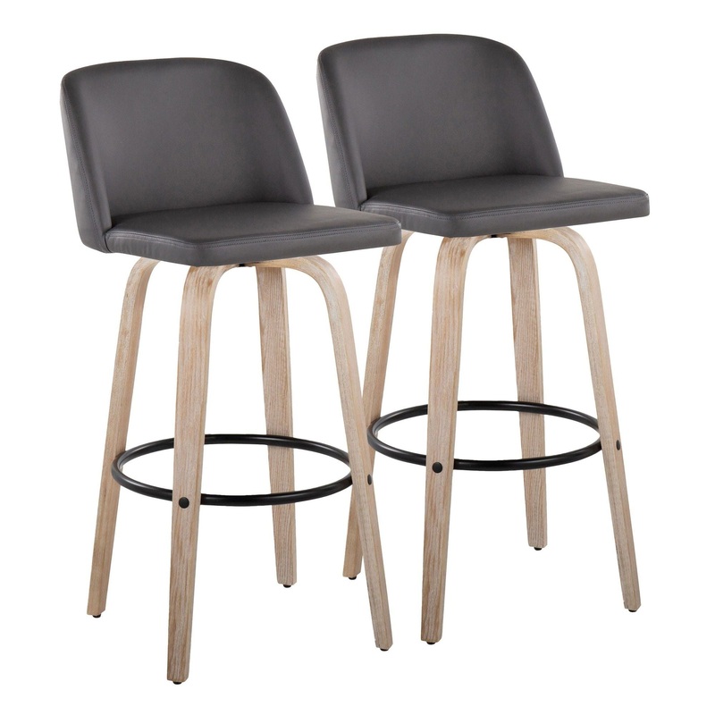 Toriano – 30″ Fixed-height Barstool (Set of 2) – Gray