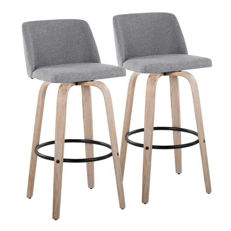 Toriano – 30″ Fixed-height Barstool (Set of 2) – Gray And Light Brown