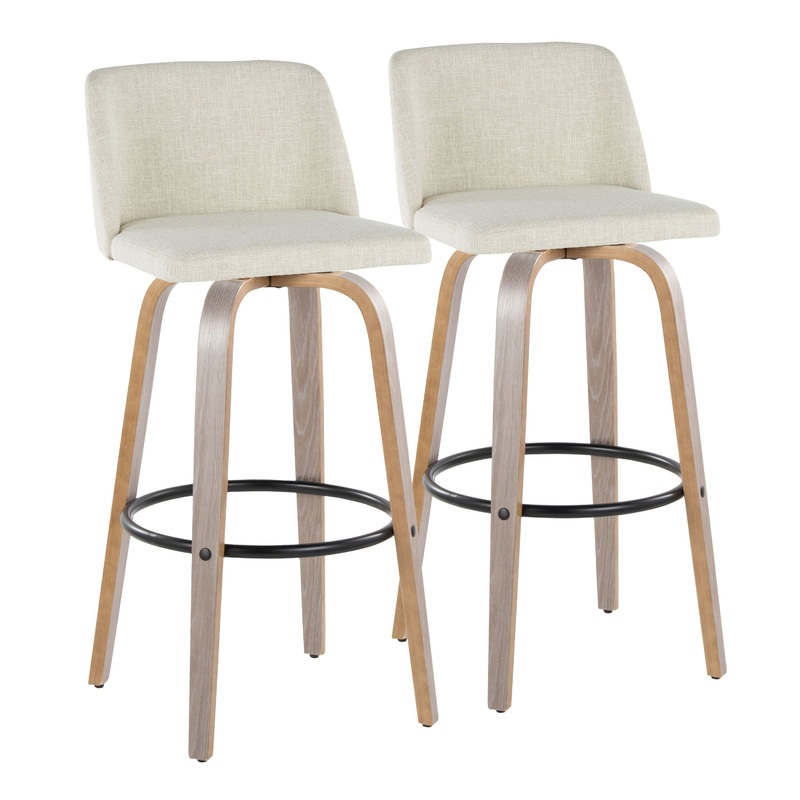 Toriano – 30″ Fixed-height Barstool (Set of 2) – Light Gray