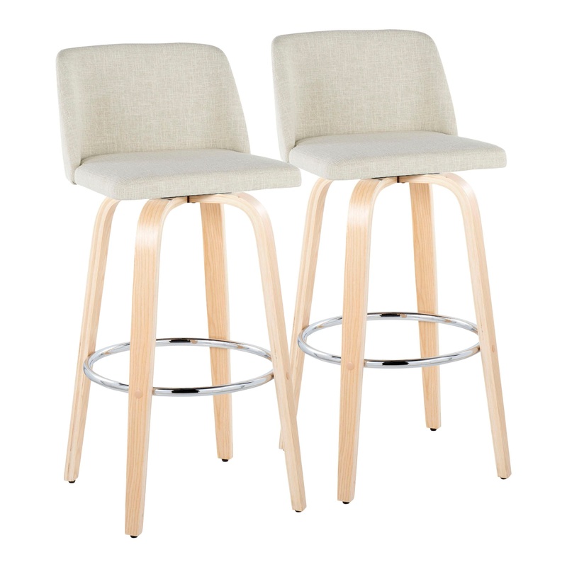Toriano – 30″ Fixed-height Barstool (Set of 2) – Natural And Cream