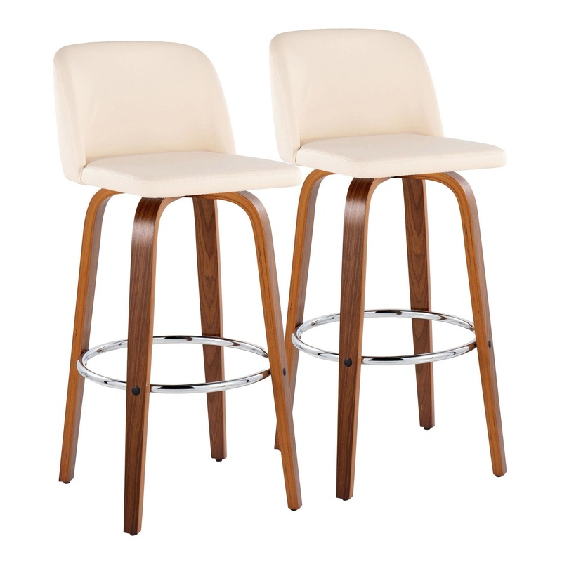 Toriano – 30″ Fixed-height Barstool (Set of 2) – Walnut And Beige