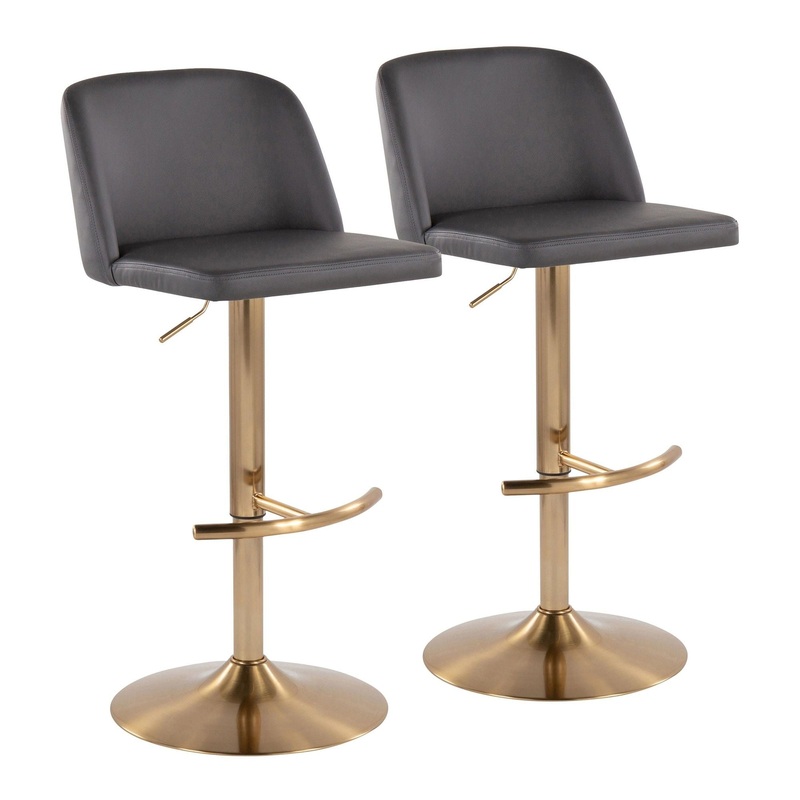 Toriano – Adjustable Barstool (Set of 2) – Dark Gray