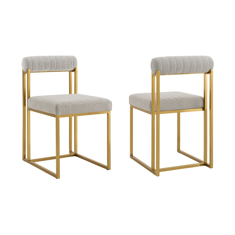 Anastasia – Dining Chair (Set of 2) – Gold Brushed / Taupe