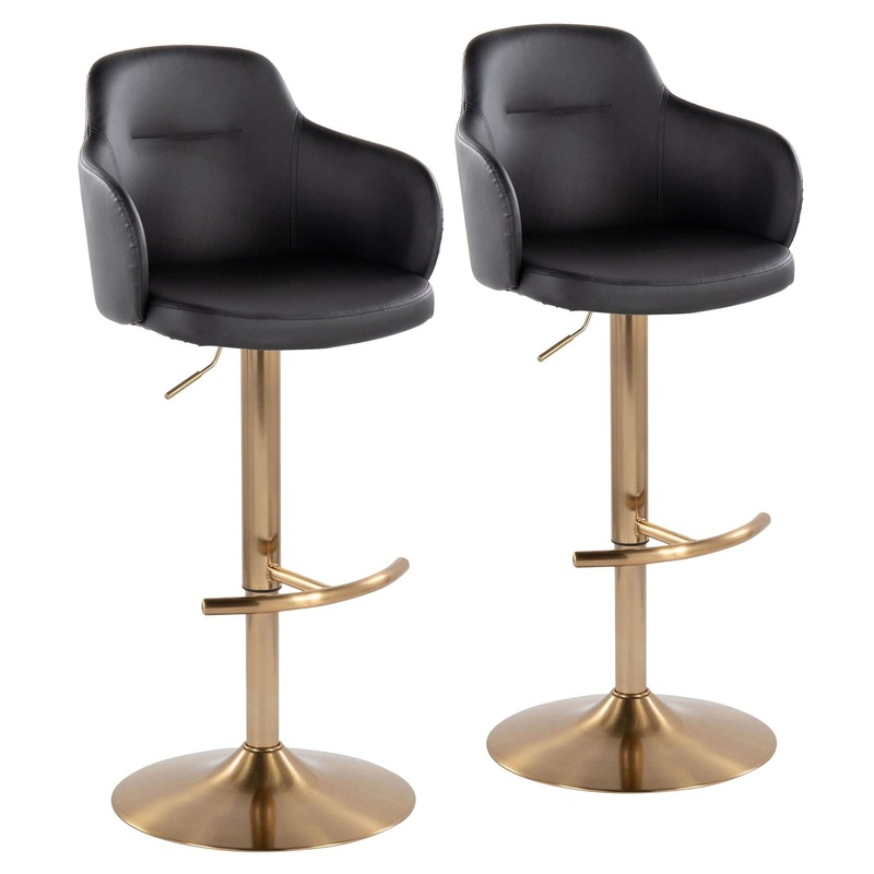 Boyne – Adjustable Barstool (Set of 2) – Gold Base
