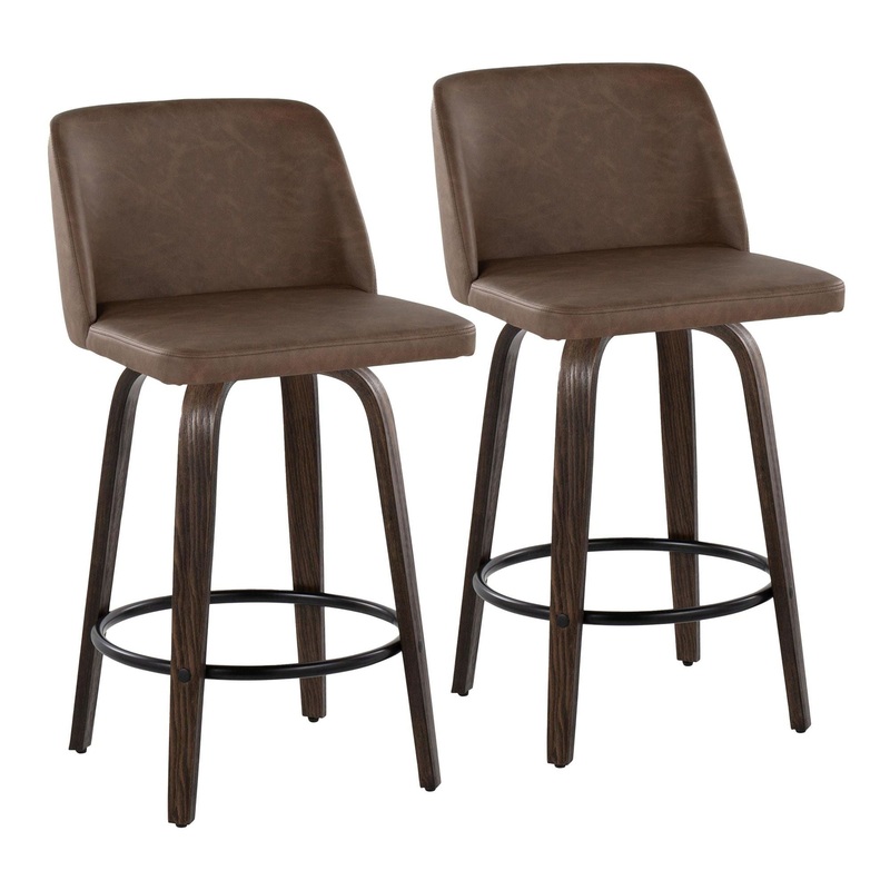 Toriano – 26″ Fixed-height Counter Stool (Set of 2) – Glazed Walnut