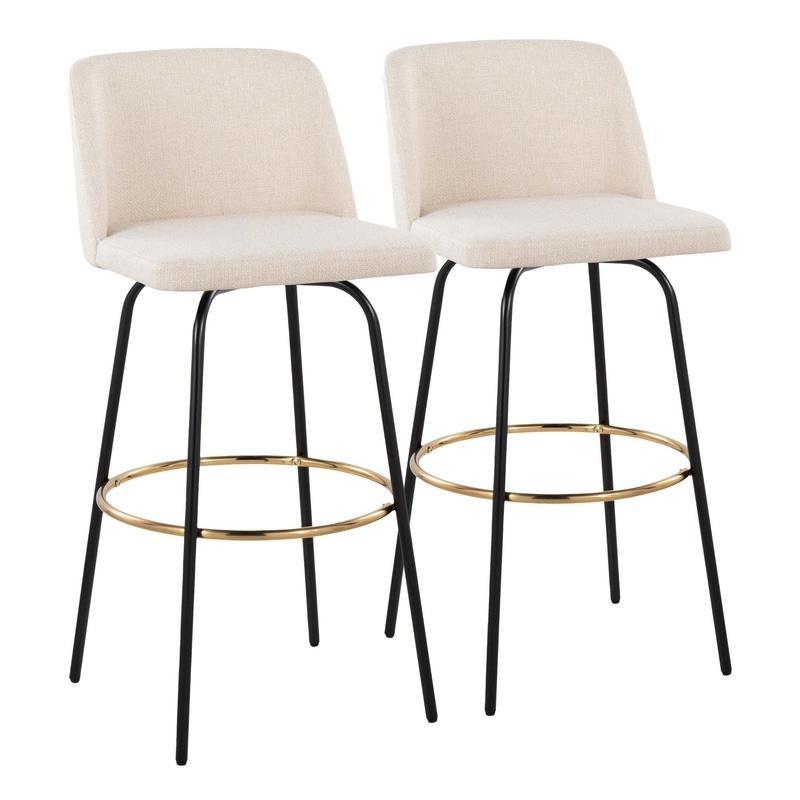 Toriano – 30″ Fixed-Height Barstool (Set of 2) – Black & Gold Base