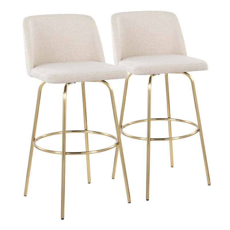 Toriano – 30″ Fixed-Height Barstool (Set of 2) – Gold Base