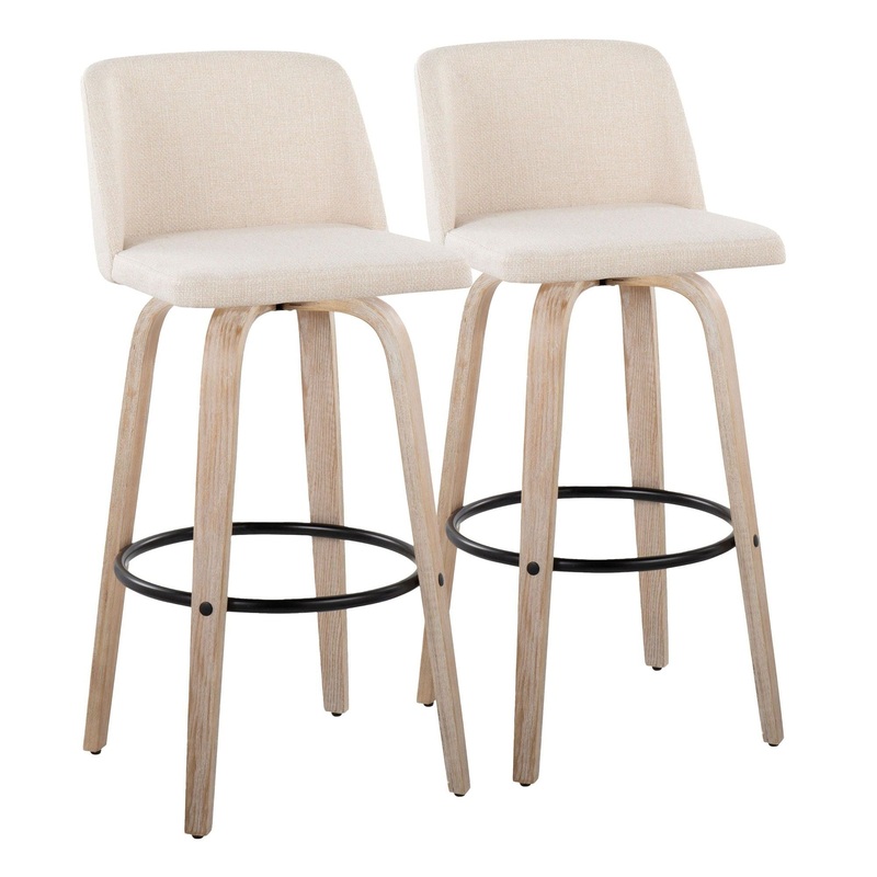 Toriano – 30″ Fixed-Height Barstool (Set of 2) – Gray & Black Round Base